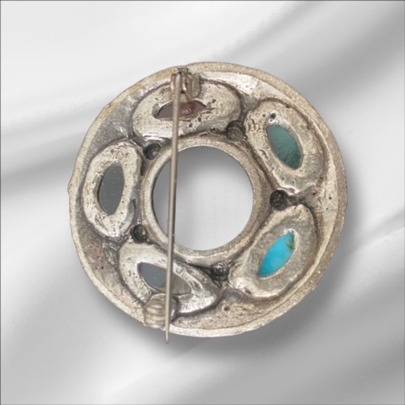 Vintage Celtic Brooch Pin Faux Colourful Gemstones 1980's - Picture 2 of 3